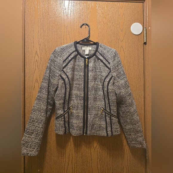 NWT H&M Women's Black and Gray Tweed Classy Blazer Jacket Size 12 - Picture 1 of 7